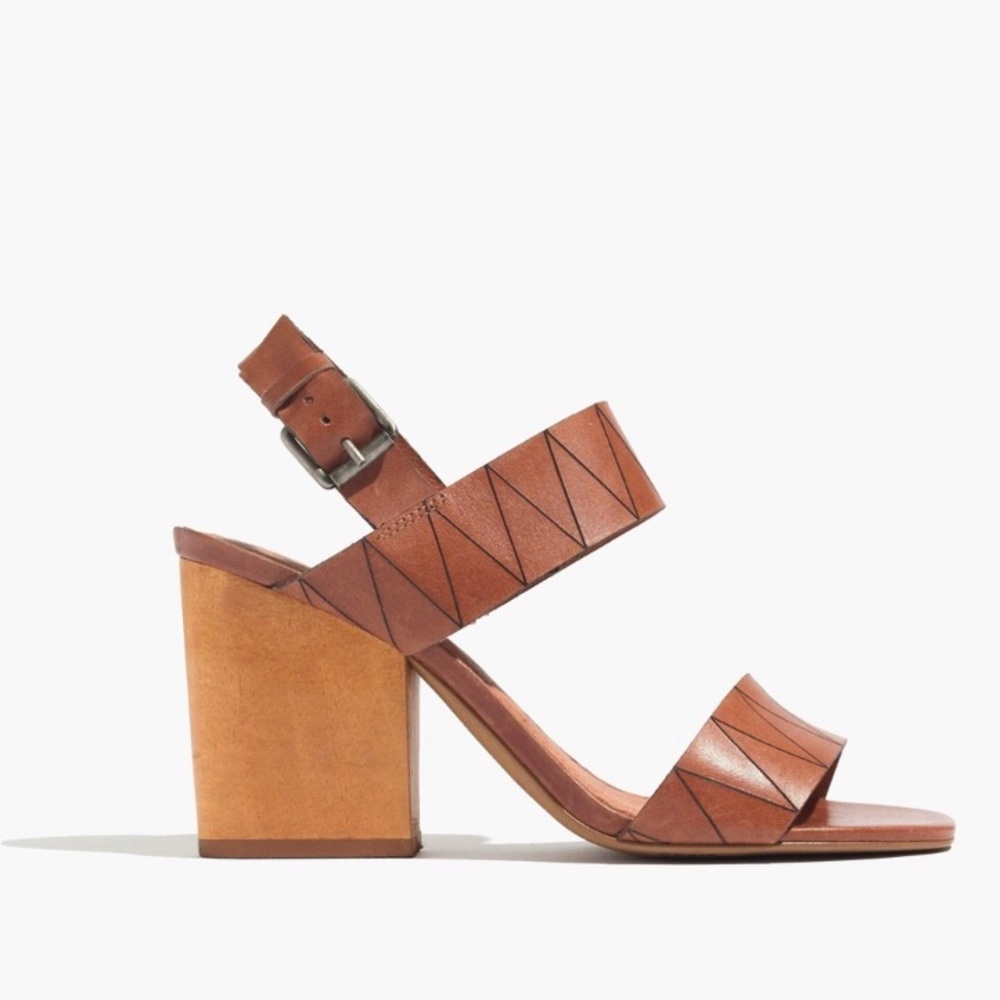 Madewell Tan Leather Block Heel Sandals